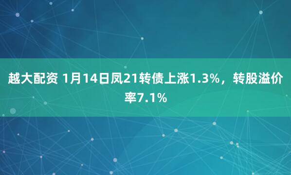越大配资 1月14日凤21转债上涨1.3%,转股溢价率7.1%